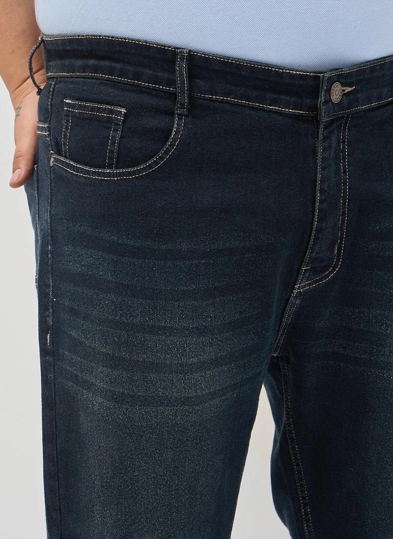 Urbano Fashion  Urbano Plus Men's Carbon Blue Regular Fit Heavy Washed Denim Jeans Stretchable for Men | Best Price UAE